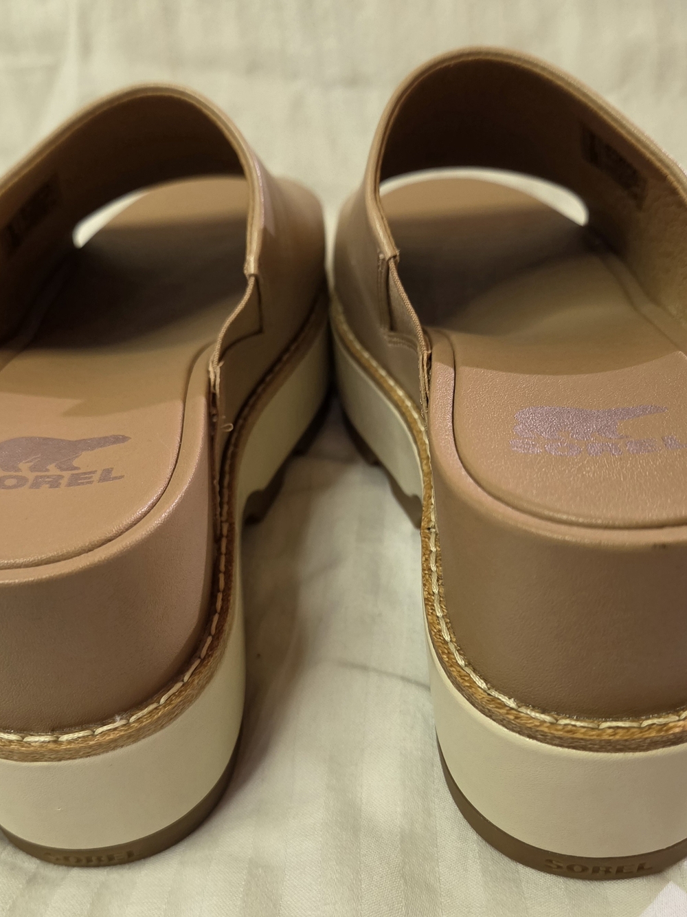 Sorel Women's Joanie IV Honest Beige Platform Slide Heeled Sandals - NWOB - Sz 8 - Picture 3 of 8